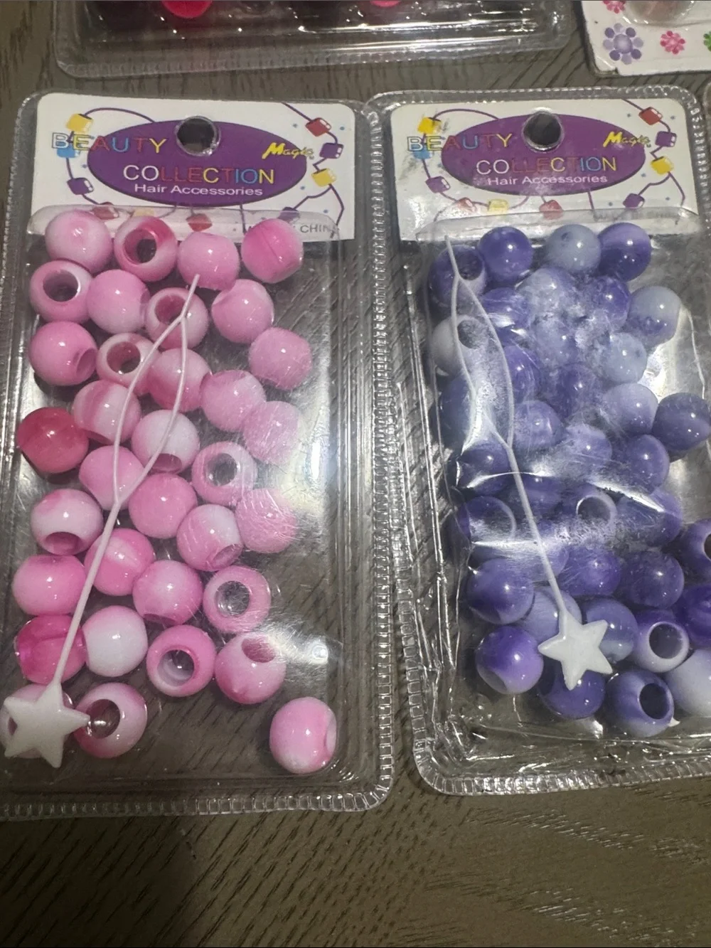 Lot of Kids Hair Beads Pack - Pink, Purple, Blue, Brown and black braids